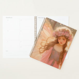 Agenda Pintura de fantasia de fada rosa-branca