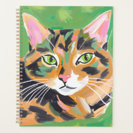 Agenda Pintura de Gato Casca de Tartaruga Arte em Aquarel