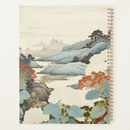 Agenda Pintura de jardim de hortênsias ao ar livre.