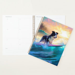 Agenda Pintura de Navegação na Praia de Border Collie