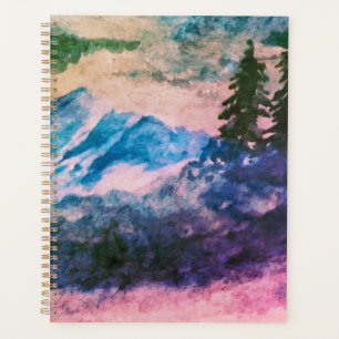 Agenda Pintura de paisagem mágica da floresta em aquarela