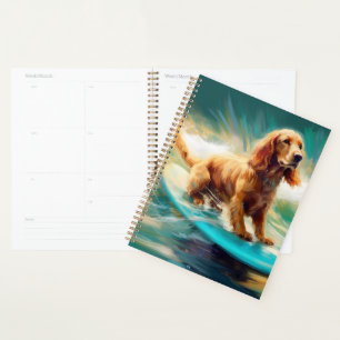 Agenda Pintura de surf em praia em Cocker Spaniel