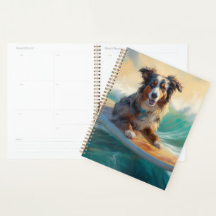 Agenda Pintura de Surf na Praia do Australian Shepherd