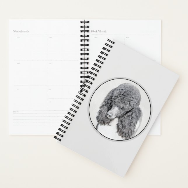 Agenda Pintura Negra De Poodle Padrão - Arte Cão (Exibição)