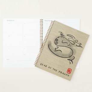 Agenda Pintura Original 2 Dragão Ano 2024 Monograma LP