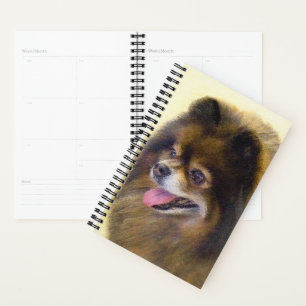 Agenda Pintura original de cão a preto e a bronzeado da P