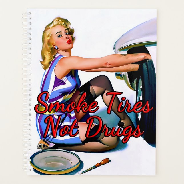 Agenda Pinup de 1950 Mudando um pneu de Gil Elvgren (Frente)