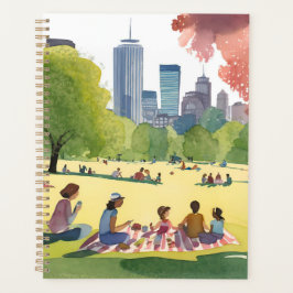Agenda Piquenique no Boston Common | Pintura em Aquarela 