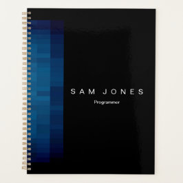 Agenda Pixel Preto e Azul Moderno
