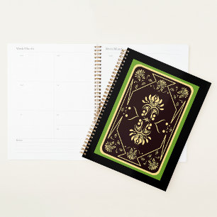 Agenda Placa de Reprodução de Vintage Elegante Dourada