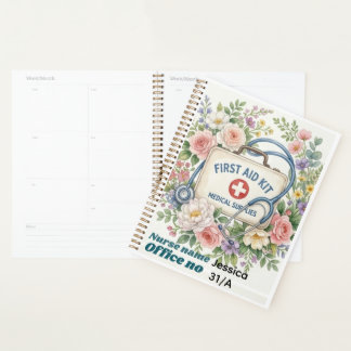 Agenda Placa Personalizada de Enfermeira Escolar, Floral
