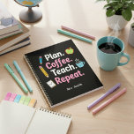 Agenda Plan. Coffee. Teach. Repeat. Funny Teacher Weekly<br><div class="desc">For teachers, the daily routine often looks like this: Plan. Coffee. Teach. Repeat. This playful teacher weekly planner celebrates the real rhythm of classroom life with a cheerful design that brings a little humor and personality to your planning routine. The cover features bold, playful typography paired with charming classroom doodles...</div>