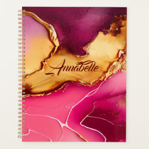 Agenda Planador Personalizado Elegante rosa e mármore Dou