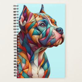Agenda Planeador com Pitbull Terrier cubista multicolorid