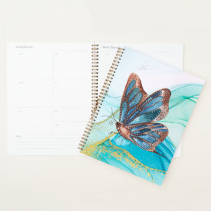 Agenda Planeador de Aquarela Azul Borboleta