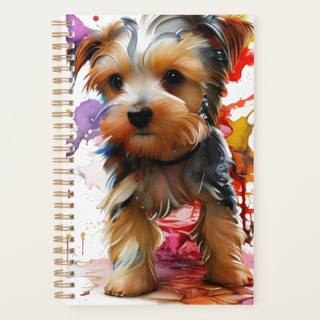 Agenda Planeador de cachorrinhos Yorkie incrivelmente fof (Frente)