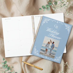 Agenda Planeador de Casamento Chic Azul e Branco Dusty