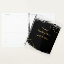 Agenda Planeador de Casamento de Geo Preto e Dourado Mode