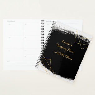 Agenda Planeador de Casamento de Geo Preto e Dourado Mode
