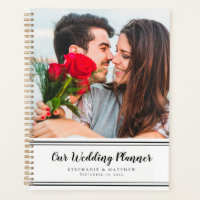 Planeador de Casamento Preto e Branco Moderno de F
