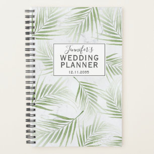Agenda Planeador de Casamento Verde da Folhagem Tropical