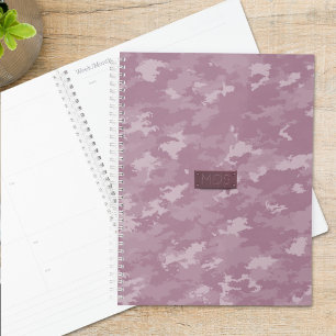 Agenda Planeador de Cobrir do Monograma Cor-de-Rosa Moder