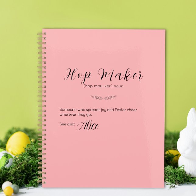 Agenda Planeador de Coelhinhos de Páscoa Rosa Personaliza (Personalized Pink Easter Bunny Planner - Hop Maker)
