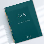 Agenda Planeador de convite simples e elegante para monog<br><div class="desc">Planeador moderno,  simples,  elegante de convite monograma,  teal. Basta editar seu produto em alguns minutos. Você pode alterar a fonte/tamanho/cor e a posição usando "mais personalização".</div>