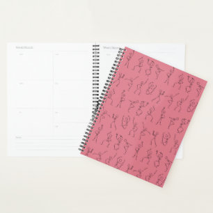 Agenda Planeador de dança do esqueleto - rosa