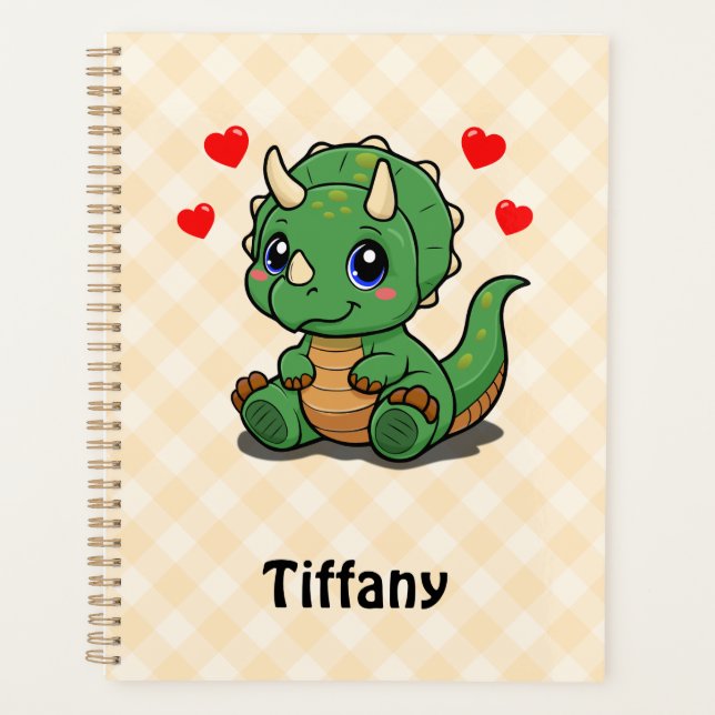 Agenda Planeador de Dinossauro de Cuta - Adicionar Nome (Frente)