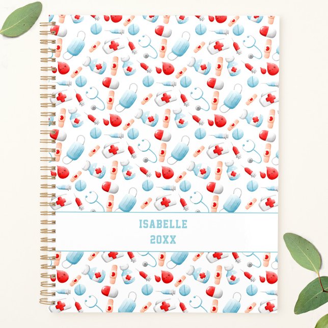 Agenda Planeador de Enfermeira de Nome de Padrão Médico (Cute Medical Pattern Name Nurse Planner)