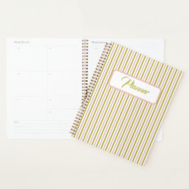 Agenda Planeador de faixas rosa e verde