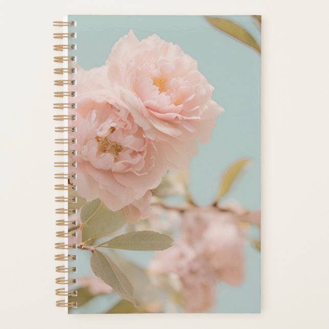 Agenda Planeador de Flores Rosa | Elegante Floral Design (Frente)