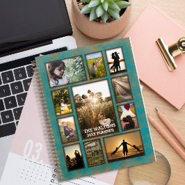 Agenda Planeador De Fotos Da Família De Quadros De Teal E