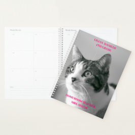 Agenda Planeador de gatos brancos e pretos felinos