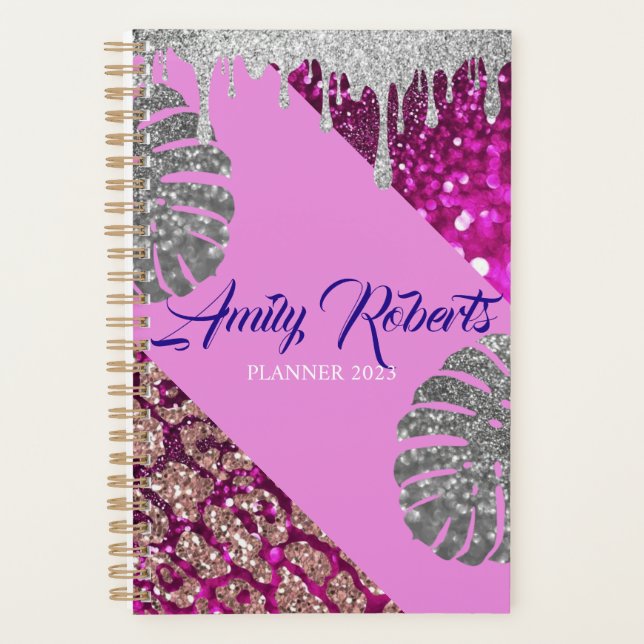 Agenda Planeador de Glama de Luxo com Roxo (Frente)