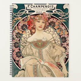 Agenda Planeador de ilustração romântico de Mucha Vintage