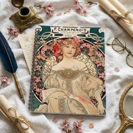 Agenda Planeador de ilustração romântico de Mucha Vintage