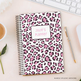 Agenda Planeador de Leopardo de Menina Personalizada