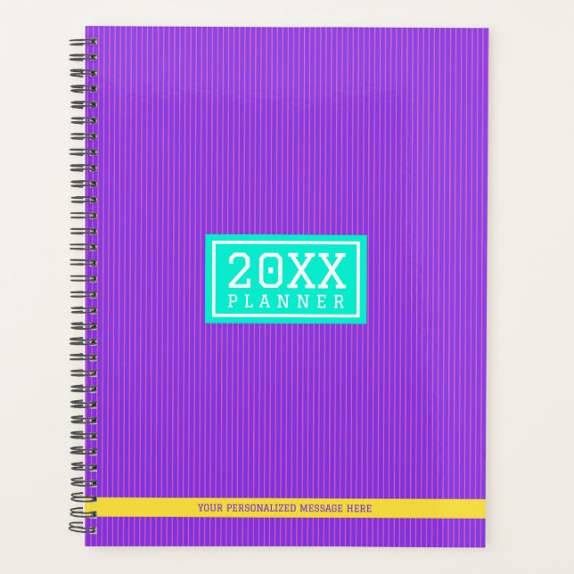 Agenda Planeador de Monograma e Nome Personalizado Roxo d (Frente)