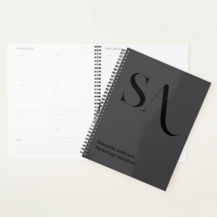 Agenda Planeador de Monograma Minimalista Elegante - Pers