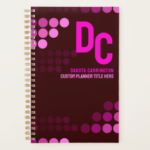 Agenda Planeador de Monogramas de Pontos Rosa Rosa Funk B