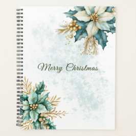 Agenda Planeador de Natal Floral de Teal Watercolor