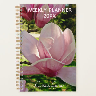 Agenda Planeador de Nome de Foto Floral Rosa Semanal / Me