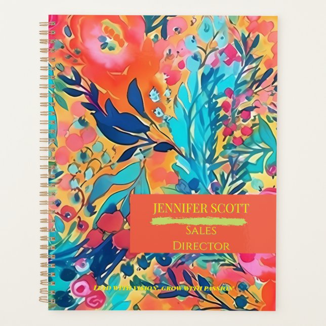Agenda Planeador de Nomes Personalizados Florais para Tra (Frente)