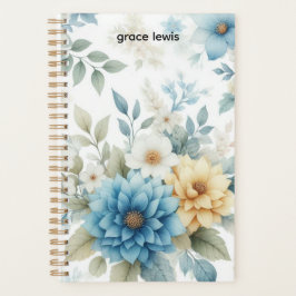 Agenda Planeador de Office Personalizado Floral Elegante