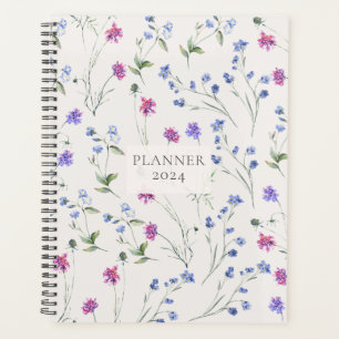 Agenda Planeador de Padrão Floral de Flor Selvagem