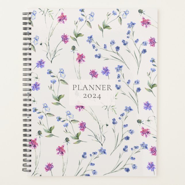 Agenda Planeador de Padrão Floral de Flor Selvagem (Frente)
