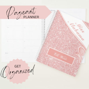 Agenda Planeador de Pageant Personalizável - Rosa Dourad