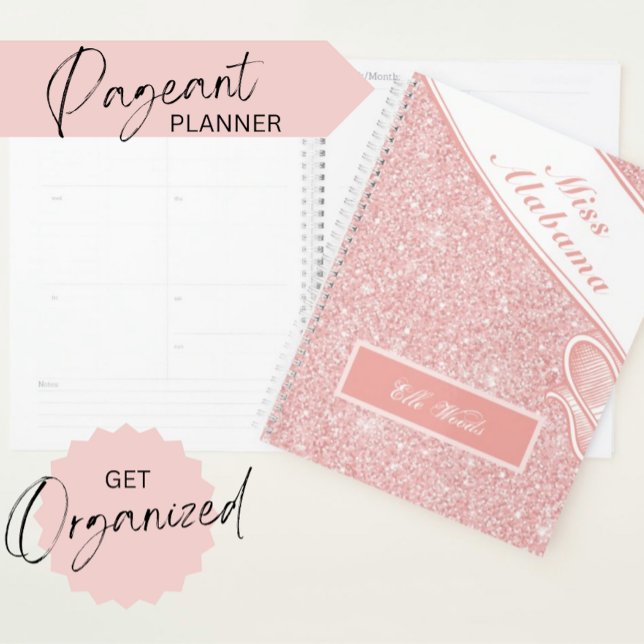 Agenda Planeador de Pageant Personalizável - Rosa Dourada (Criador carregado)